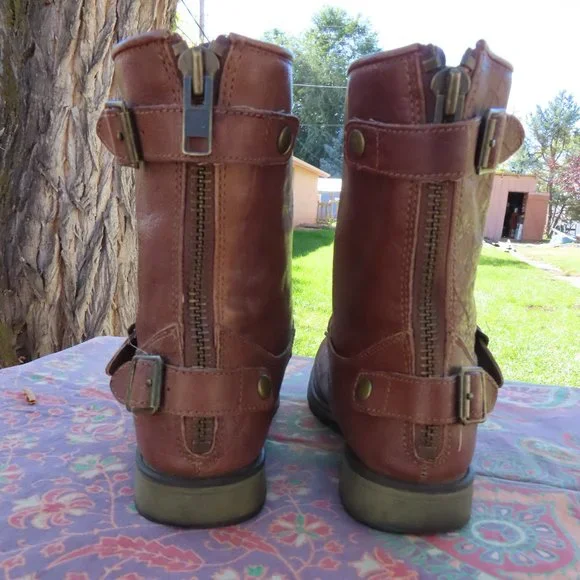 Brown Leather Moto Boots - Picture 3 of 6